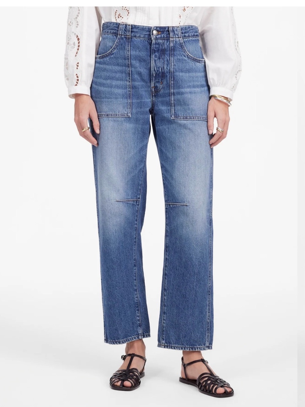Madewell The Petite Darted Barrel Leg Jeans in Kingsmark Wash